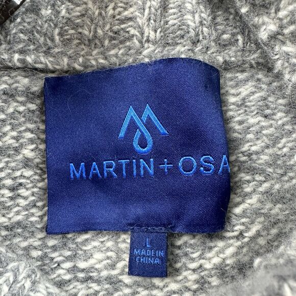 Martin + OSA Sweater L Mens Gray Speckle Wool Blend Heavy Long Sleeve Outdoor - Picture 2 of 9